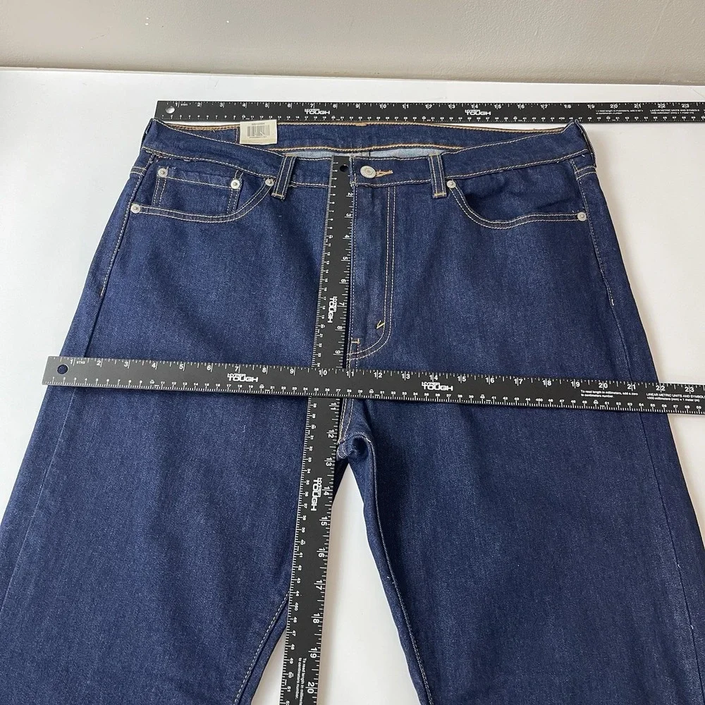 Levis 513 Jeans Mens 36x32 Blue Slim Straight Dark Wash Stretch Denim Preppy NEW